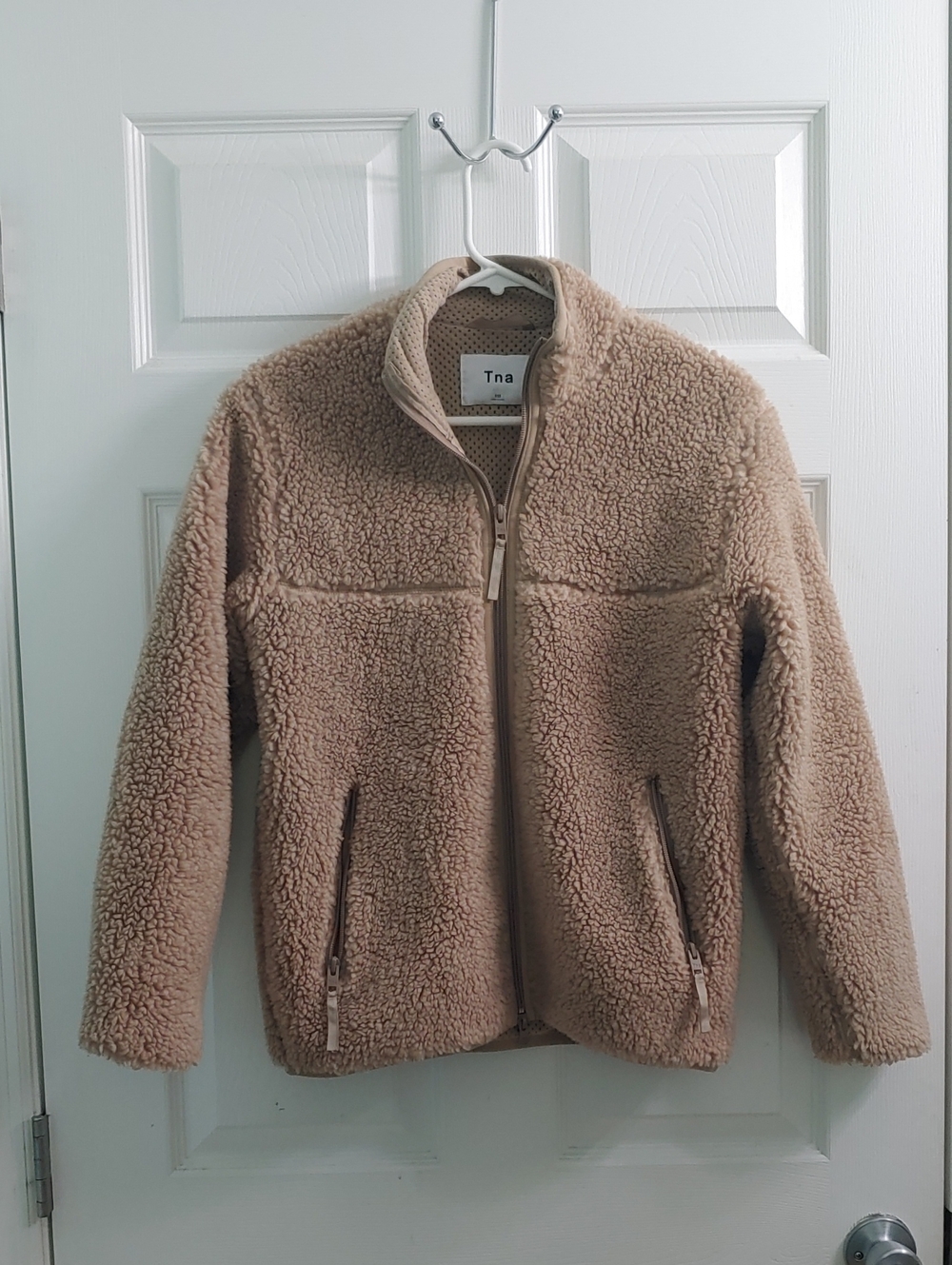 Aritzia TNA Tan Sherpa Jacket Women's Teddy Full Zip